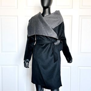NWT DVF Doubleface Wool Wrap Coat Reversible Marilyn XS Black  Gray Gown